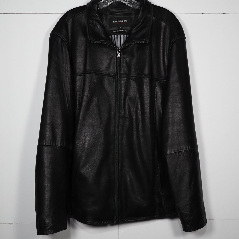 Emanuel Ungaro Mens SIze Leather Jacket Size XL Long Sleeve Zip Up